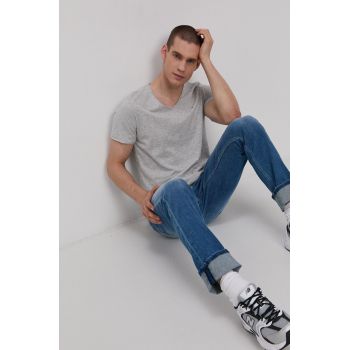 Tommy Jeans tricou bărbați, culoarea gri, melanj DM0DM09587