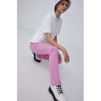 Adidas Originals Pantaloni HF6771 femei, culoarea roz, cu imprimeu