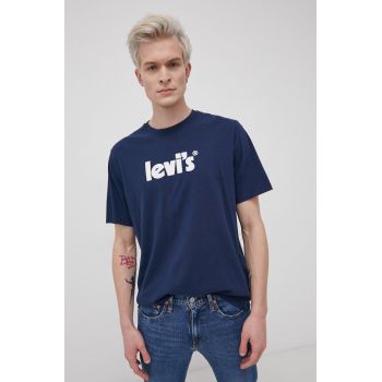 Levi's tricou din bumbac culoarea bleumarin, cu imprimeu 16143.0393-Blues