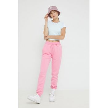 adidas Originals pantaloni de trening femei, culoarea roz, neted HJ7848-BLIPNK