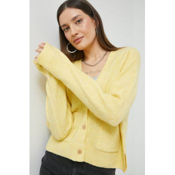 Abercrombie & Fitch cardigan din amestec de lana femei, culoarea galben, light