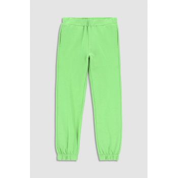 Coccodrillo pantaloni de trening din bumbac pentru copii culoarea verde, neted