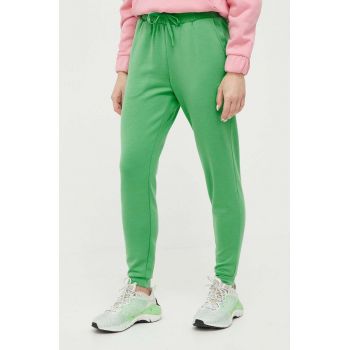 4F pantaloni de trening culoarea verde, neted