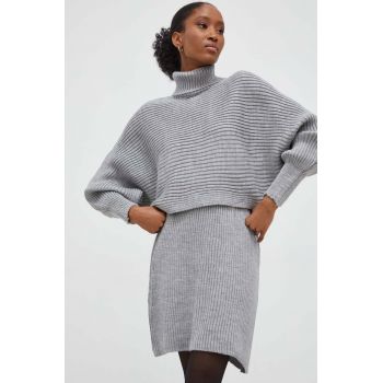 Answear Lab set - pulover și fustă culoarea gri