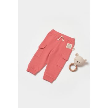 Pantaloni cu buzunare laterale, Two thread, 100%bumbac organic - Rose, BabyCosy