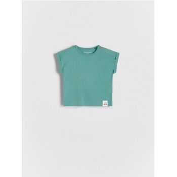 Reserved - T-shirt oversize - albastru-verzui