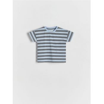 Reserved - Tricou oversized în dungi - albastru-deschis