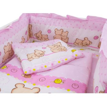 Lenjerie Teddy Friends Roz 4 piese M2 120x60