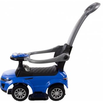 Masinuta copii de impins Eurobaby Range Rover 614W Albastru cu suport de picioare, maner detasabil, bara de protectie, compartiment pentru jucarii si volan cu melodii si lumini