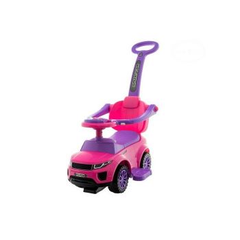 Masinuta copii de impins Eurobaby Range Rover 614W Roz cu suport de picioare, maner detasabil, bara de protectie, compartiment pentru jucarii si volan cu melodii si lumini