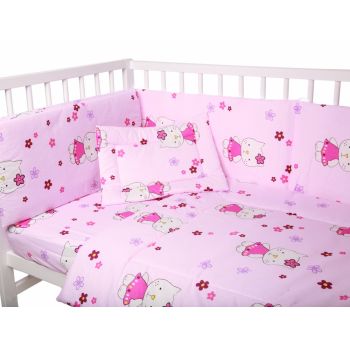 Lenjerie patut cu 7 piese Little Kitty Pink 039