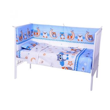 Lenjerie patut cu 3 piese Owls BlueWhite 027