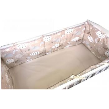 Set de aparatori pufoase h35 pat 140x70 cm DeLuxe Norisori pe bej