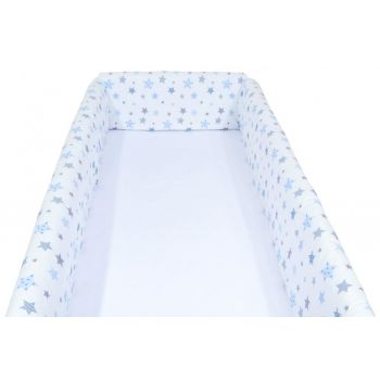 Aparatori laterale maxi pentru patut Blue and Grey Stars White