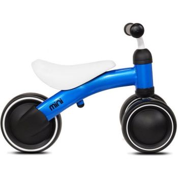 Ride-On pentru copii fara pedale Mini Kazam Albastru, cadru usor 1,8 kg, sezut confortabil, de la 12 luni pana la o greutate de maxim 18,5 kg