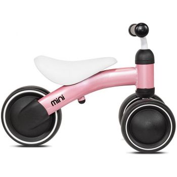 Ride-On pentru copii fara pedale Mini Kazam Roz, cadru usor 1,8 kg, sezut confortabil, de la 12 luni pana la o greutate de maxim 18,5 kg