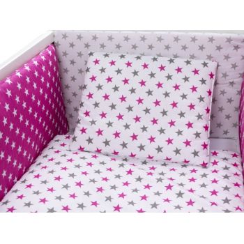 Lenjerie Colorful Stars Pink 9 Piese 120x60 cm