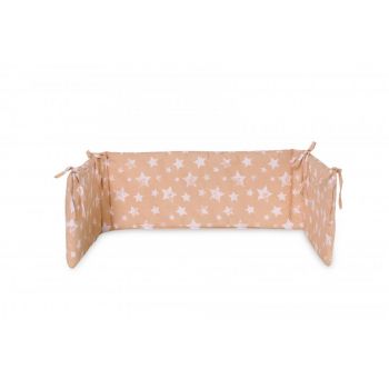 Protectie laterala pat 140 x 27 cm bumbac ranforce Little Stars Beige