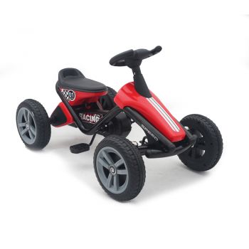 Kart cu pedale si roti din plastic Go kart Dakar Red