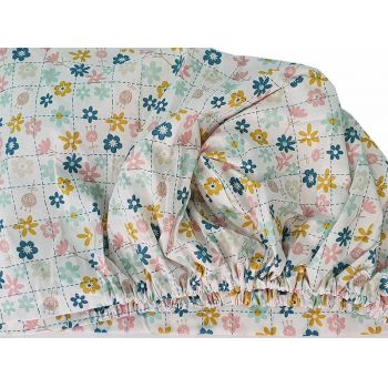 Cearceaf Floricele jucause KidsDecor cu elastic din bumbac 60 x 120 cm