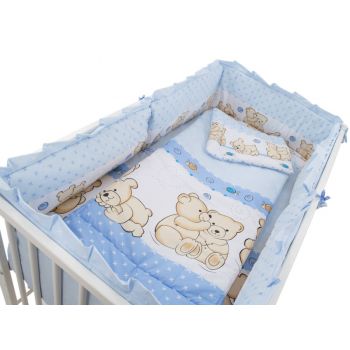 Lenjerie Teddy Friends Albastru 4+1 piese M2 140x70