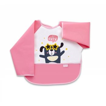 Baveta cu maneci si buzunar BabyJem Polly Bib Pink