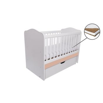 Patut Vessanti Como balansoar alb cu cappucino + saltea cocos confort 120 x 60 x 12 cm la reducere