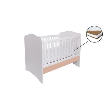 Patut Vessanti Como fara sertar alb cu cappucino + saltea cocos confort 120 x 60 x 12 cm la reducere