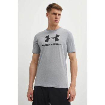 Under Armour tricou 1329590 culoarea gri, cu imprimeu 1329590-100