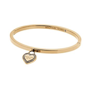 Gold-tone logo heart bangle