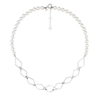 Marimba necklace white glass pearls