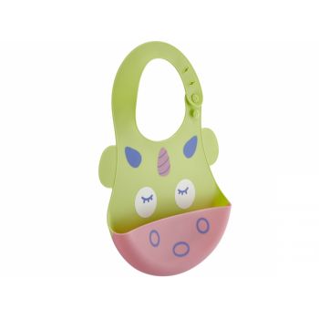 Baveta din silicon Soft Baby Bib Unicorn Green