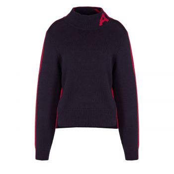 Two-tone pullover with logo and contrast details m