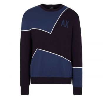 Two-toned pullover with logo and contrast details l