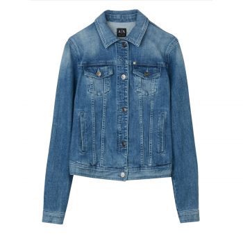 Washed indigo denim trucker jacket s