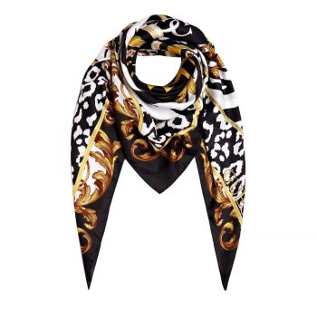 Animalier print foulard with logo