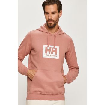 Helly Hansen hanorac de bumbac culoarea roz, cu imprimeu 53289