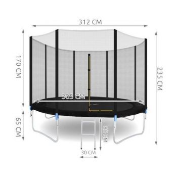 Set trambulina 312 cm cu plasa si scarita Malatec MY2764