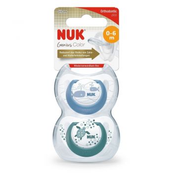 Set 2 suzete Nuk Genius Color silicon M3 blue 18-36 luni