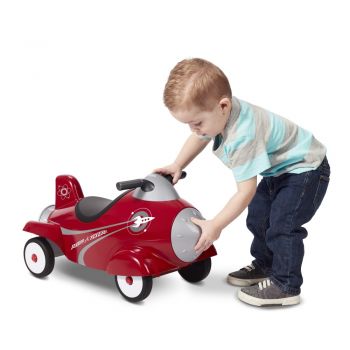 Ride-On copii fara pedale Radio Flyer Retro Rocket cu spatiu generos de depozitare sub scaun, sunete si butoane luminoase, greutate maxima admisa 19 kg