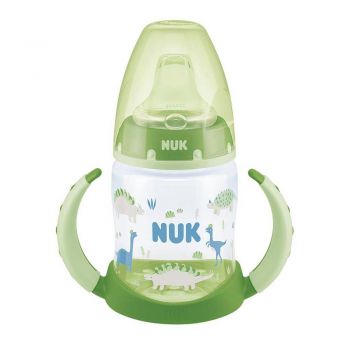 Biberon Nuk First Choice 150ml cu toarte si adaptor din silicon verde 6 luni+