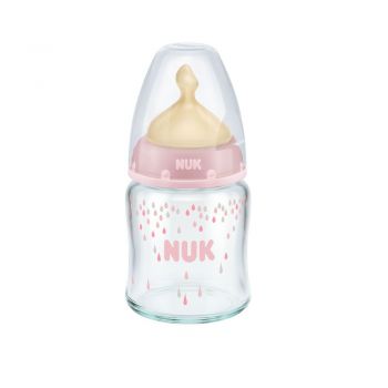 Biberon Nuk First Choice Plus Sticla 120ml tetina latex M 0-6 luni roz