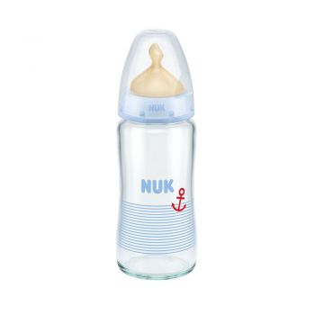 Biberon Nuk First Choice Plus Sticla 240ml tetina latex M 0-6 luni bleu