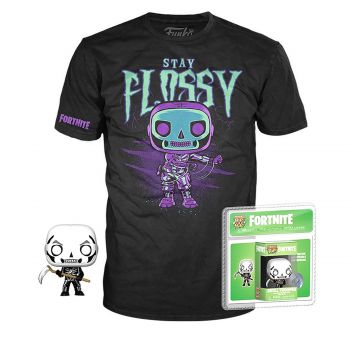 Pocket pop! fortnite+t-shirt skull trooper l