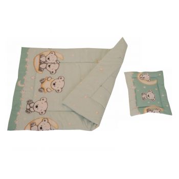 Lenjerie Bear On Moon Mint 3 piese 120x60