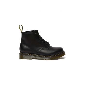 Dr. Martens bocanci de piele 101 Yellow Stitch femei, culoarea negru, cu toc plat 26230001