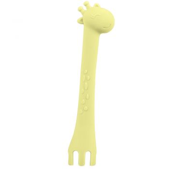 Lingurita din silicon 2 in 1 Giraffe Yellow