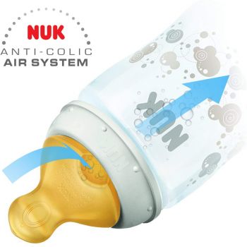 Biberon Nuk First Choice Plus sticla 120 ml tetina latex M 0-6 luni galben