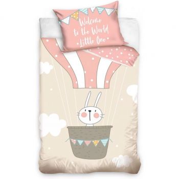 Set lenjerie pat copii Rabbit Little One 100x135 + 40x60 SunCity CBX203008BABY