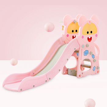 Spatiu de joaca 3 in 1 cu leagan si tobogan Nichiduta Happy Baby Pink